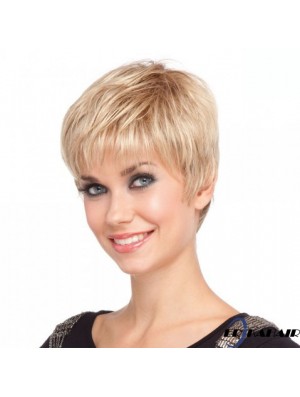4 Zoll billigste gerade Boycuts blonde kurze Perücken