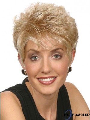 Cropped Blonde Capless Boycuts Straight 6 Zoll Damen Perücken