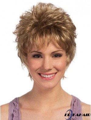 Boycuts Cropped Blonde Curly Hochwertige Petite Perücken