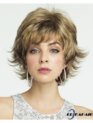 8 Zoll erschwingliche Curly Layered Blonde Short Perücken
