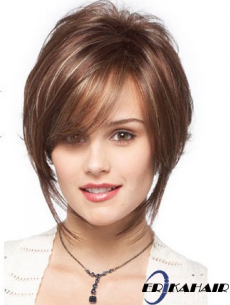 Bobs Wavy Brown Capless Designed Kurze Perücken
