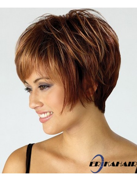 Günstige Perücke Mit Capless Synthetic Cropped Length Brown Color Boycuts