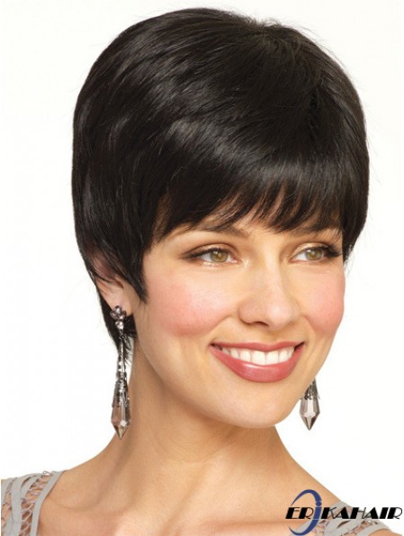 Boycuts Straight Black Capless Beliebte kurze Perücken