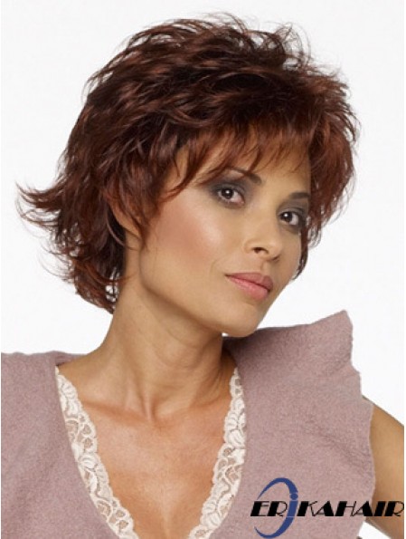 Layered Wavy Auburn Capless natürliche kurze Perücken