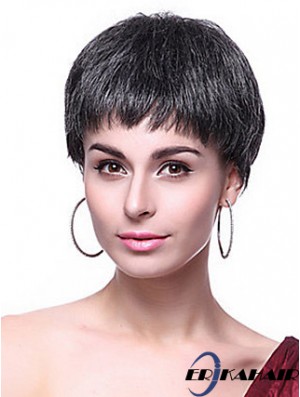 Boycuts Straight Black Capless Frisuren Kurze Perücken