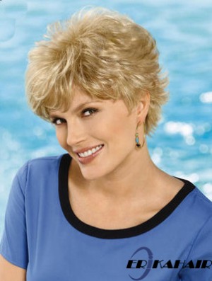6 Zoll billige gewellte geschichtete blonde blonde Perücken