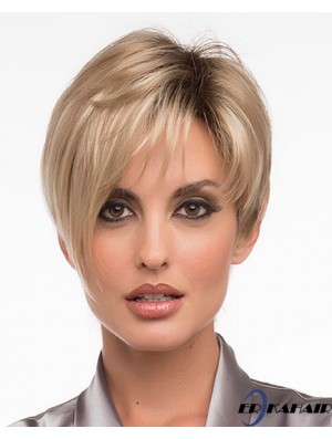 6 Zoll geeignete gerade geschichtete blonde kurze Perücken