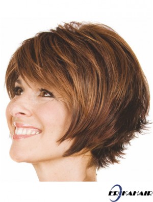 Bobs Wavy Brown Capless Praktische kurze Perücken