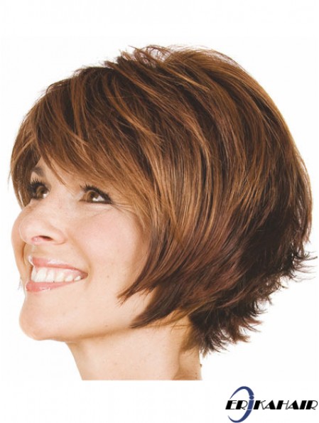 Bobs Wavy Brown Capless Praktische kurze Perücken