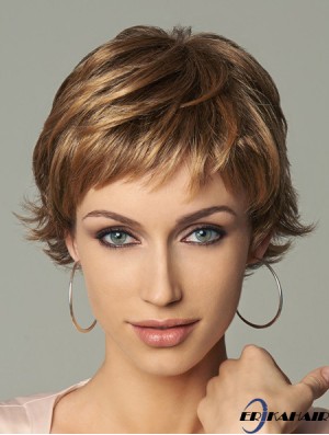 8 Zoll Style Wavy Layered Blonde Short Perücken