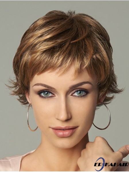 8 Zoll Style Wavy Layered Blonde Short Perücken