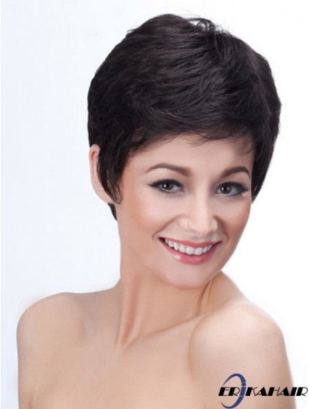 Boycuts Straight Black Capless Gute kurze Perücken
