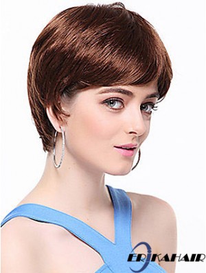 Boycuts Straight Auburn Capless Top kurze Perücken