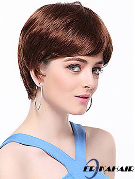 Boycuts Straight Auburn Capless Top kurze Perücken