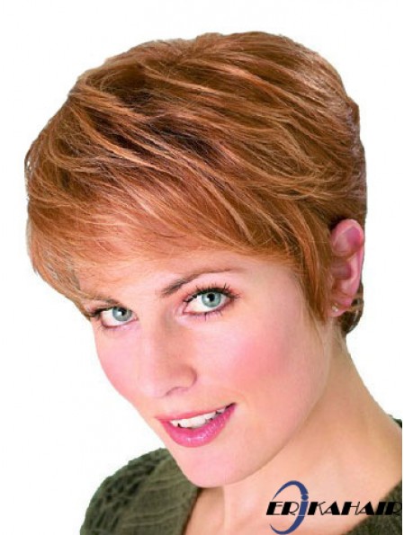 Straight Boycuts Cropped Perfect Auburn Synthetic Perücken