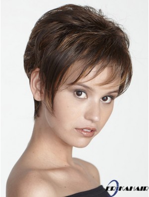 Boycuts Straight Brown Capless Moderne kurze Perücken