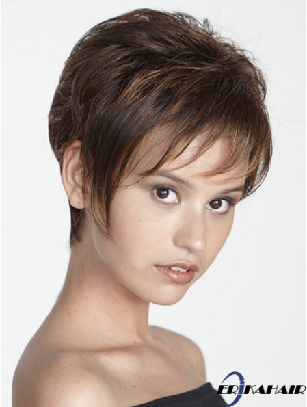 Boycuts Straight Brown Capless Moderne kurze Perücken