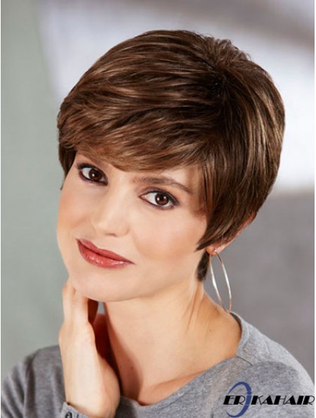 Boycuts Straight Brown Capless Perfekte kurze Perücken