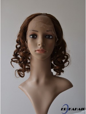 12 Zoll Lace Front Curly Brown Praktische U-Teil Perücken
