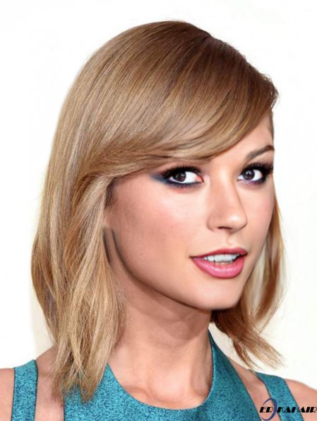 Capless With Bangs Gerade Schulterlange Blonde Erschwingliche  Perücken