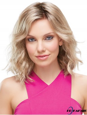 Front Lace Perücken UK Schulterlange Blonde Farbe Layered Cut