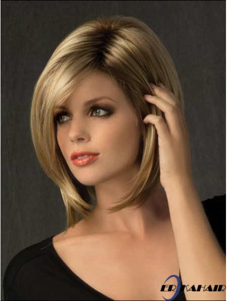 Geeignete gerade blonde Kinnlänge Bobs Mittlere Perücken