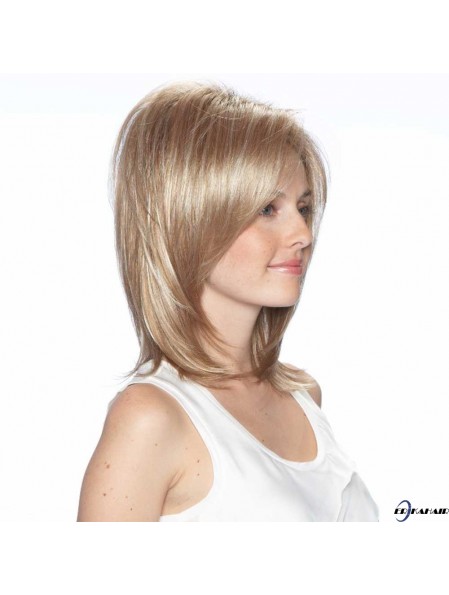 Schulterlänge mit Pony 13 Zoll Straight Blonde Medium Perücken