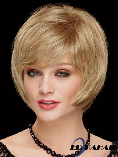 Kinn Länge Bobs 8 Zoll Straight Blonde Medium Perücken