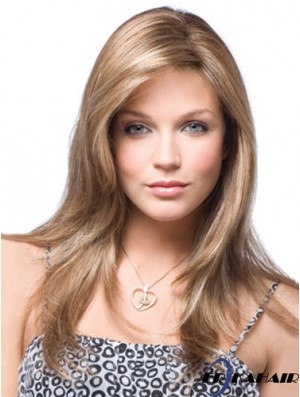 Gerade ohne Pony Lange unglaubliche blonde synthetische Perücken