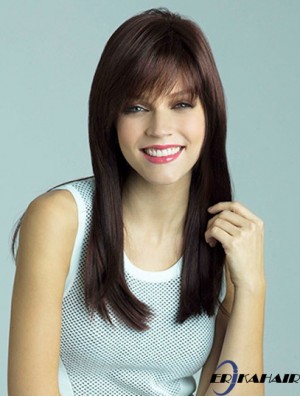 Perücken UK billig mit Pony Auburn Farbe Straight Style