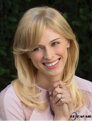 Style Blonde Wellig Mit Pony Capless Long Perücken