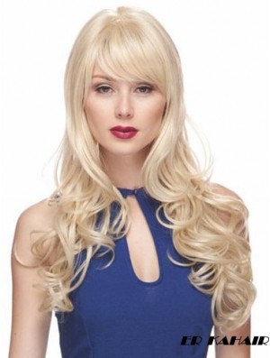 Blonde Perücken mit Pony Synthetic Capless Wavy Style Long Length
