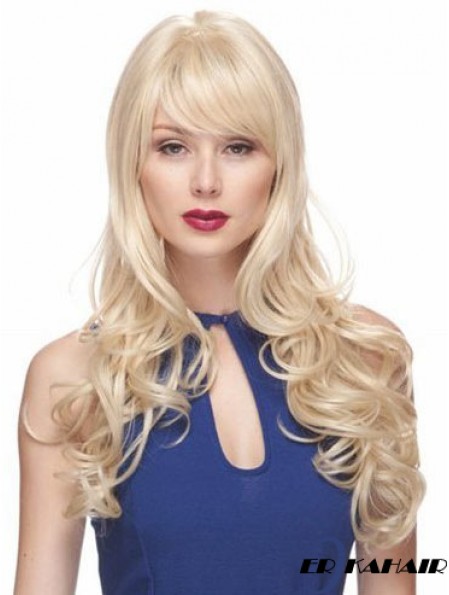 Blonde Perücken mit Pony Synthetic Capless Wavy Style Long Length