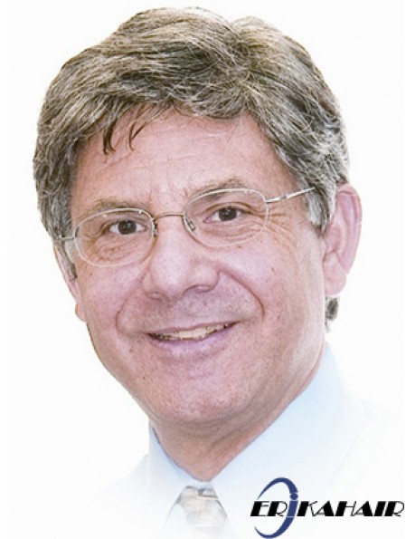Synthetische kurze gerade gerade kappenlose Perücke für Mann