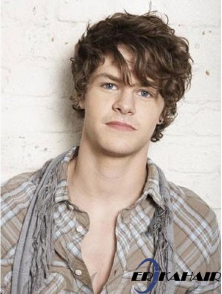 Synthetische Brown Capless Wavy Short Quality Herren Perücken