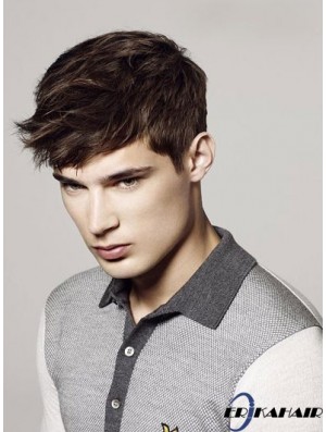 Remy Human Monofilam Cropped Brown Straight Man Perücke UK