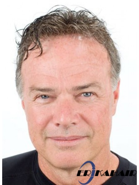 Herren Toupee Haarteile mit Remy Monofilament Short Length Wavy Style