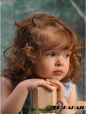 Perücken für Kinder mit Remy Lace Front schulterlang Curly Style