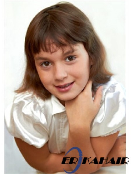 Straight Chin Länge Blonde Remy Echthaar 100% handgebundene Kinderperücken