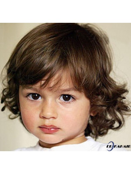 Curly Chin Länge Blonde Remy Menschenhaar Capless Kids Perücken