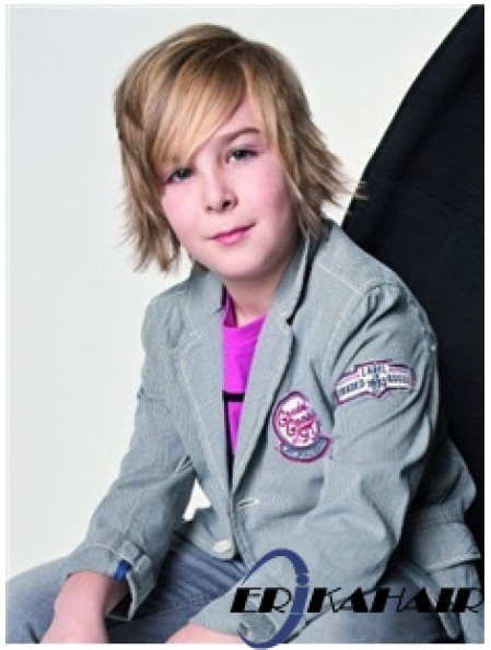Wellige kurze blonde Remy Menschenhaar Capless Kids Perücken