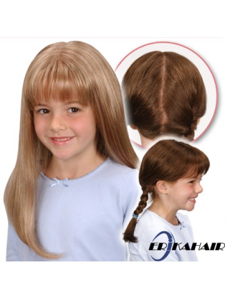 Monofilament Synthetic Long Blonde Straight Perücken für Kinder UK
