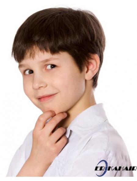 Gerade kurze braune Remy Menschenhaar Capless Kinder Perücken