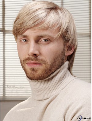 Full Lace Blonde 6  inchShort mit Pony Kostüm Perücken für Männer