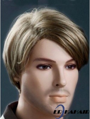 Synthetische kappenlose kurze gerade gerade maßgeschneiderte Haarsysteme für Männer