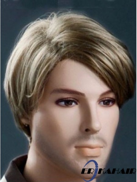 Synthetische kappenlose kurze gerade gerade maßgeschneiderte Haarsysteme für Männer
