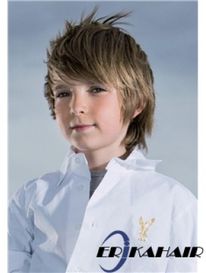Gerade kurze braune Remy Menschenhaar Capless Kinder Perücken
