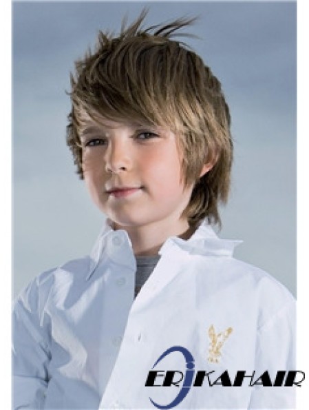 Gerade kurze braune Remy Menschenhaar Capless Kinder Perücken