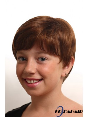 Gerade kurze Auburn synthetische Monofilament Kinderperücken