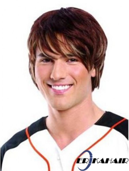 Spitzenfront Auburn Remy Human Short Straight Mans Perücken